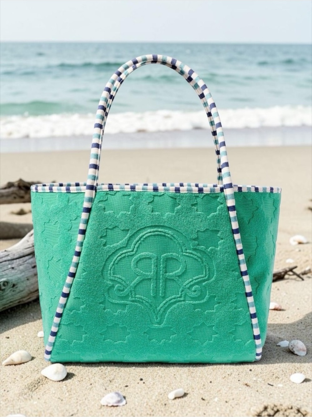 NWT Roller Rabbit x Target Star Geo Large Terry Beach Tote — Green